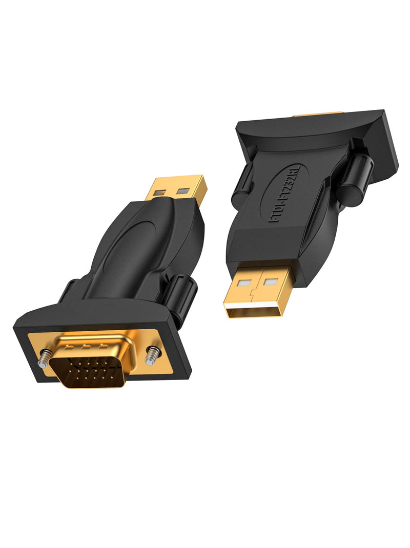 CableCreation [2-Pack] USB to RS232 Male Adapter with PL2303 Chipset, USB to DB9 Serial Converter for Windows 10, 8.1, 8, 7, Vista, XP, 2000, Linux and Mac OS X 10.6 and Above,Black PL2303 Chip-Male-2Pack