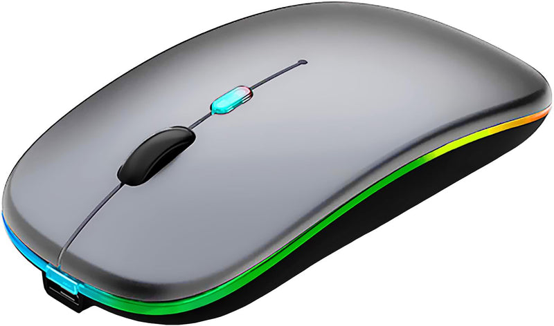 Wireless Bluetooth Mouse,LED Rechargeable Slim Silent Laptop Mouse,Portable(BT5.2+USB Receiver)Dual Mode Computer Mice,Quick Precise Responsiveness Control Laptop,Desktop Computer,Tablet,phone.(Grey) Grey