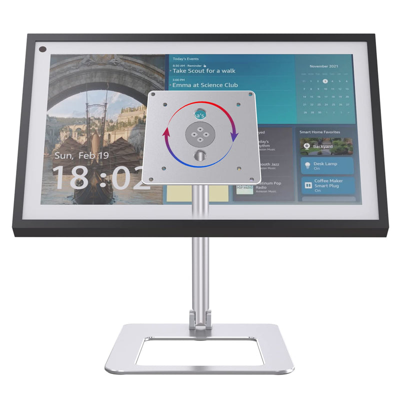 ITSHOM Mount for Show 15, Tilt 90° Up, Lift Device 9 Inches Up, Swivel 360° for Portrait or Landscape, Riser Show 15 Stand Holds up to 10lbs (Silver) silver