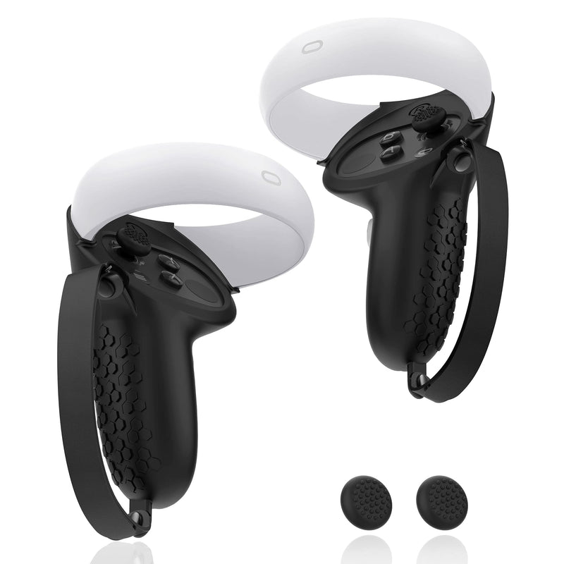 Controller Grip for Oculus Meta Quest 2 Accessories Grips Cover for VR Touch Controllers Covers Protector with Non-Slip Joystick Covers 1Pair Black