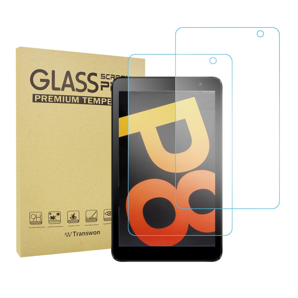 Transwon 2PCS Tempered Glass Screen Protector for FOXX P8 Tablet 8 Inch/for Maxsip Telecom P8 Tablet Screen Protector