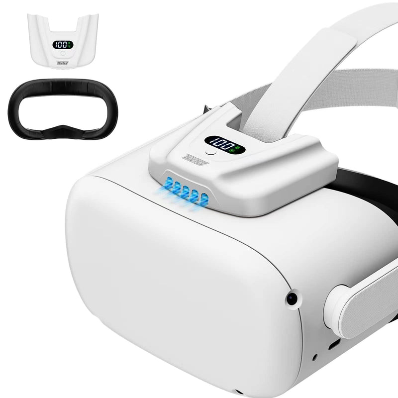 VR Fan for Oculus Quest 2,Anti-fogging Accelerated Air Flow Cooling Fan with Facial Interface,Sweat-Proof Face Cover,VR Accessories for Quest 2,for Fitness,Workout & Intense VR Games,White