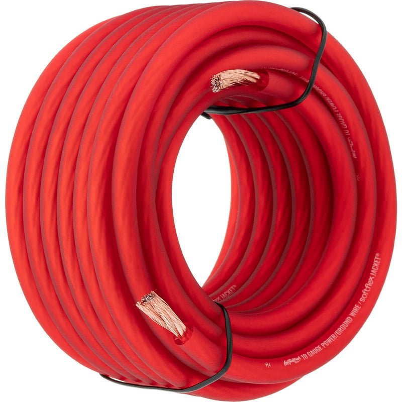 InstallLink 10 Gauge Power or Ground Wire Cable, 20ft, CCA Frosted Red