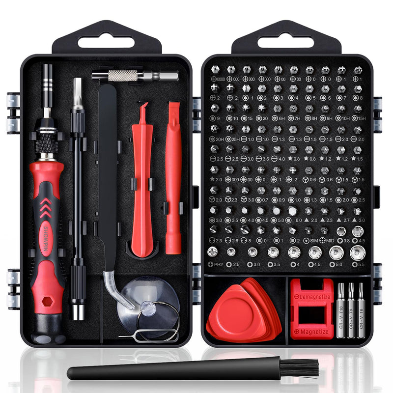 Precision Screwdriver Set, SHOWPIN 122 in 1 Computer Screwdriver Kit, Laptop Screwdriver Sets with 101 Magnetic Drill Bits, Electronics Tool Kit Compatible for Computer, Tablet, PC, iPhone, PS4 Repair Red