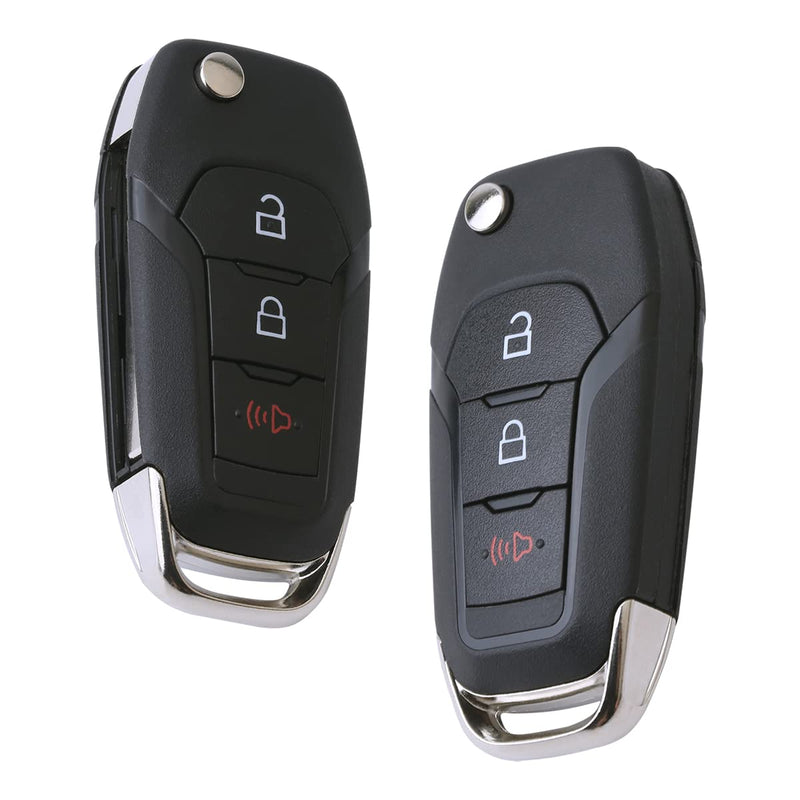 2Pcs Car Key Fob Keyless Flip Control Entry Remote N5F-A08TAA 3 Button Vehicles Replacement Compatible with Ford F150 Explorer Escape 164-R8130