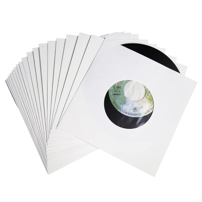 sdroceRyaM 20pcs Vinyl Record Inner Sleeves 7 Inches Anti-Static White Kraft Paper Poly-Lined Inner Sleeves for 7'' LP Vinyl Record Storage 7 inch