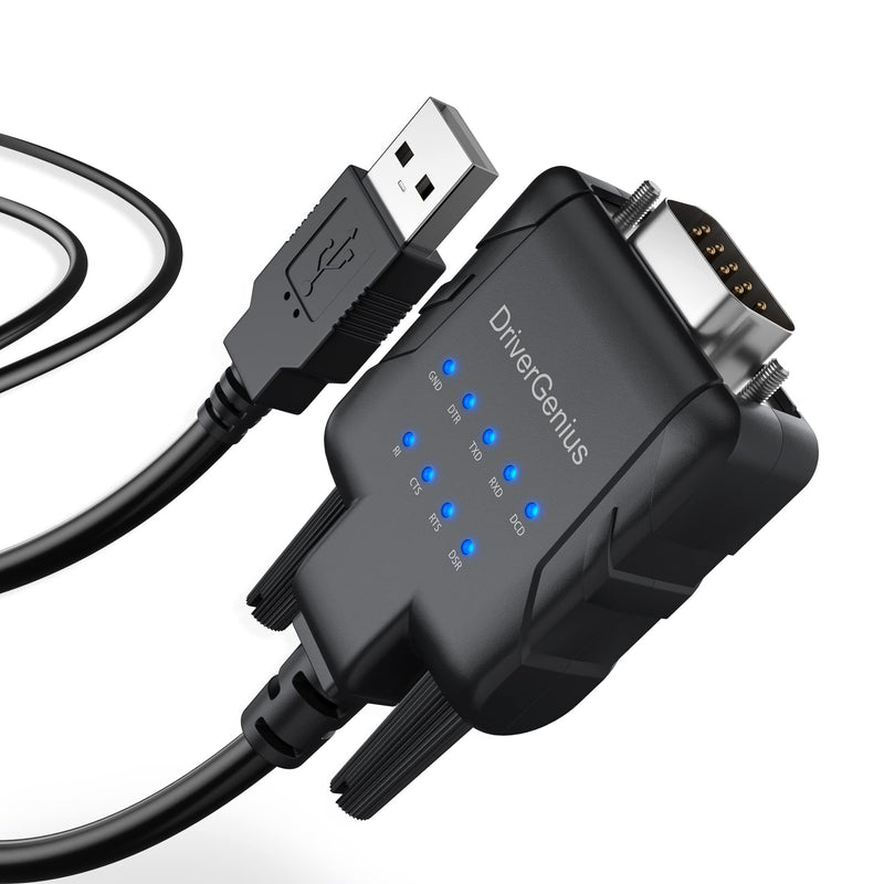 [AUSTRALIA] - DriverGenius USB232A-E, USB Type-A to RS232 DB9 Serial Adapter Converter with 9 x LEDs (M/M, 3ft/1m) USB-A 