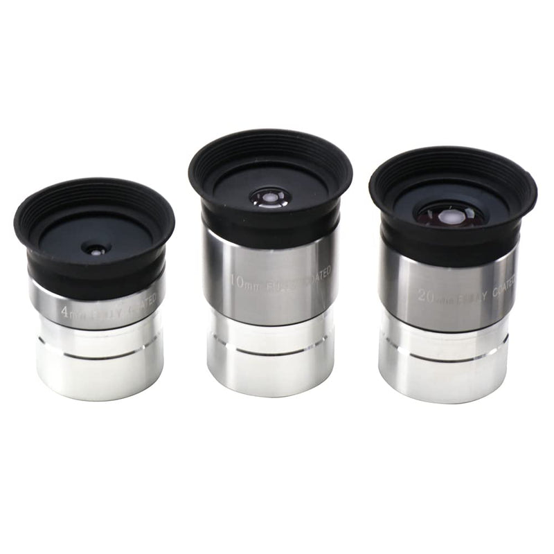 Eyepiece Set for Telescope - Multi-Coated Optical Lens - 1.25 inch Telescope Eyepiece - The Upgraded Eyepiece Comes with a Soft Eyecup [4mm, 10mm, 20mm Eyepiece Set] 4mm, 10mm, 20mm Eyepiece Set