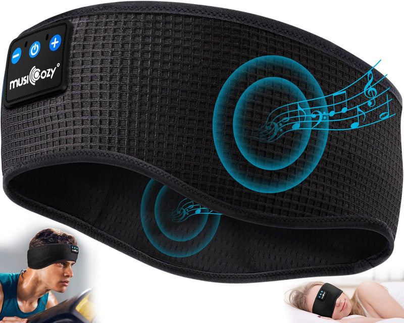 [AUSTRALIA] - MUSICOZY Sleep Headphones Wireless, Bluetooth 5.2 Headband Sports Sleeping Headphones Eye Mask Earbuds Breathable Music Headband Perfect for Workout Running Insomnia Travel Yoga Waffle 
