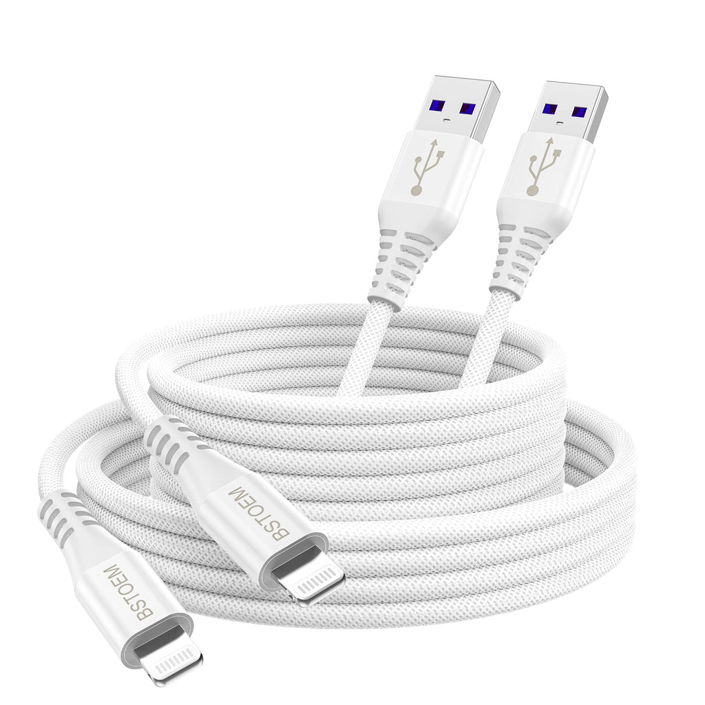 Long iPhone Charger Cord 6FT 2Pack Apple MFi Certified Fast Charging USB A to Lightning Cable for iPhone 14/14Plus/14Pro/14ProMax/13/12/11/XS/XR/X/8/7/6/SE/iPad/Air/Mini Charge Wire 6foot 6FT 2Pack-white