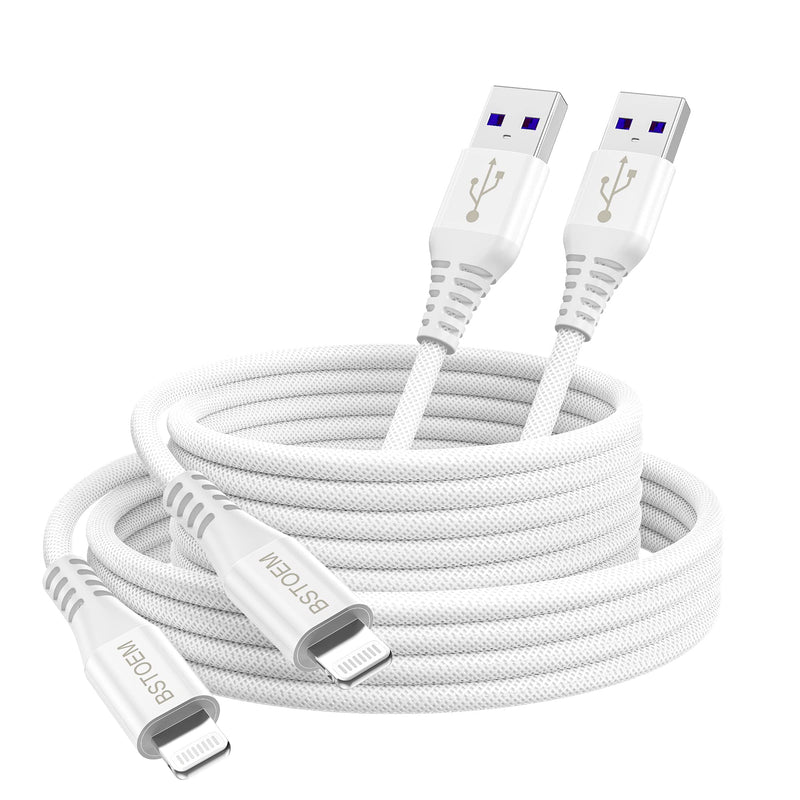 Long iPhone Charger Cord 6FT 2Pack Apple MFi Certified Fast Charging USB A to Lightning Cable for iPhone 14/14Plus/14Pro/14ProMax/13/12/11/XS/XR/X/8/7/6/SE/iPad/Air/Mini Charge Wire 6foot 6FT 2Pack-white