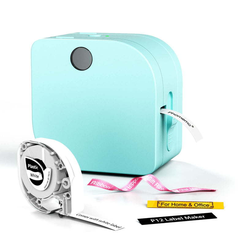 Phomemo Label Makers Machine with Tape, Portable Bluetooth Label Printer, Mini Label Maker Sticker Maker Handheld Labeler with Multiple Template Icon Font for Smartphone for Office Home Organization green