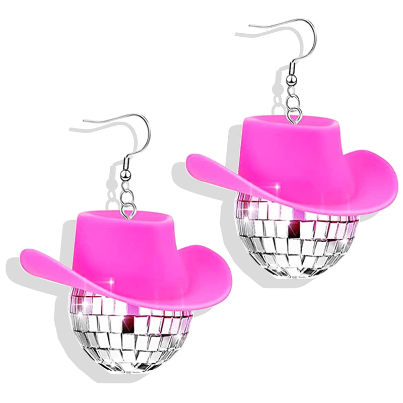 Disco Ball Earrings 70s 80S 90S Disco Outfits for Women Disco Outfits Accessories Tour Party Dress Sparkly Cowgirl Mirrorball Concert Jewelry Gifts B:disco ball earrings-pink
