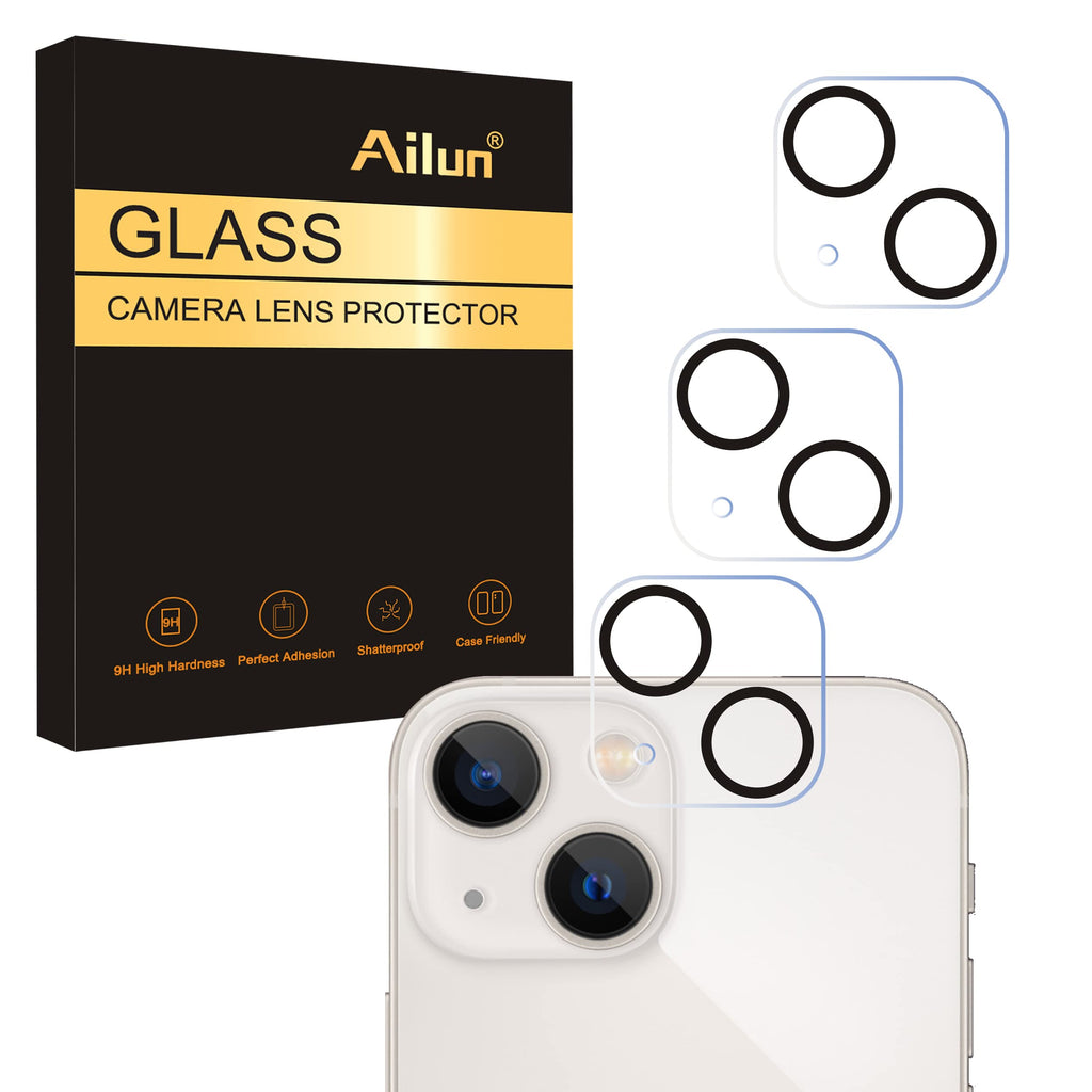 Ailun Camera Lens Protector for iPhone 13 6.1" ＆ iPhone 13 Mini 5.4",Tempered Glass,9H Hardness,Ultra HD,Anti-Scratch,Easy to Install,Case Friendly [Does not Affect Night Shots][3 Pack]