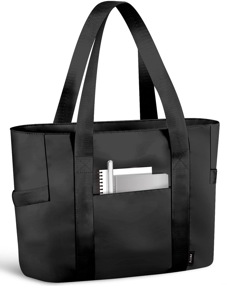Prite Tote Bag for Women Weekender Bag with Laptop Compartment for Work Nurse School Travel Gym Black