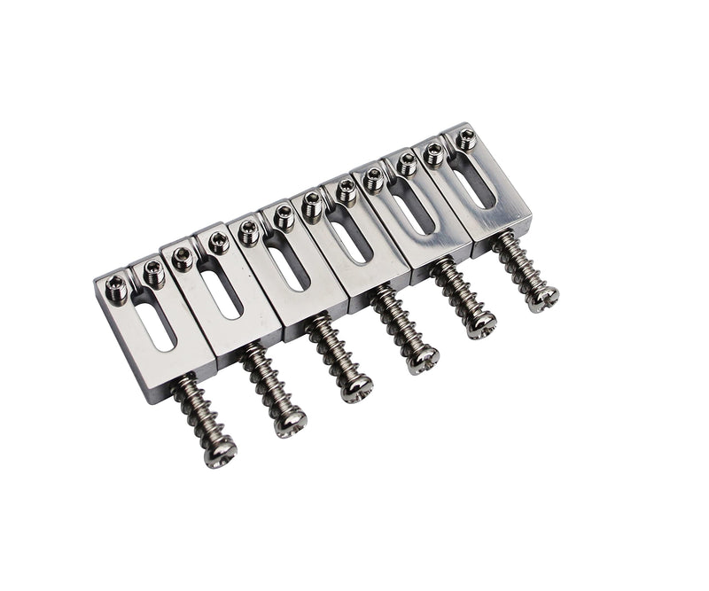 Guyker Guitar Bridge Saddles (Set of 6) - 10.5MM Stainless Steel Polished Modern Guitar Tremolo Bridge Saddles Compatible with Strat ST Electric Guitar 10.5mm, 6 Piece