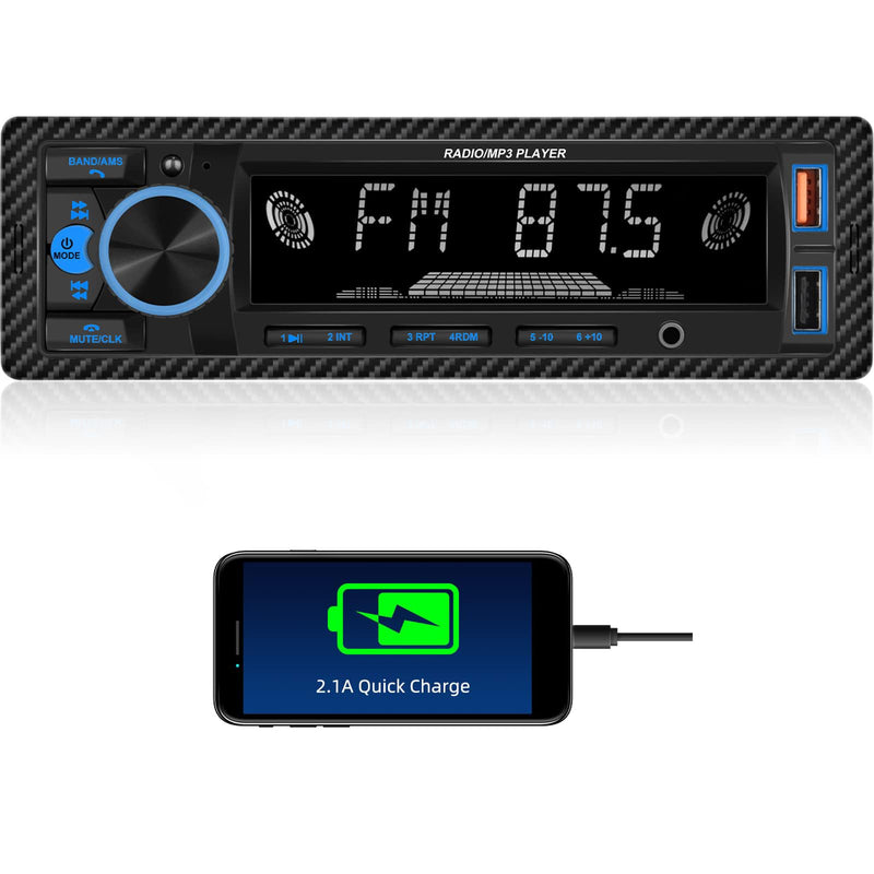 [AUSTRALIA] - UNITOPSCI Single Din Bluetooth Multimedia Car Stereo Radio Bluetooth Hands-Free Calling Audio Receiver FM Radio Car MP3 Player AUX in/Dual USB Port Digital Media, Fast Charging LCD Digital Radio 1 Din MP3 Player 