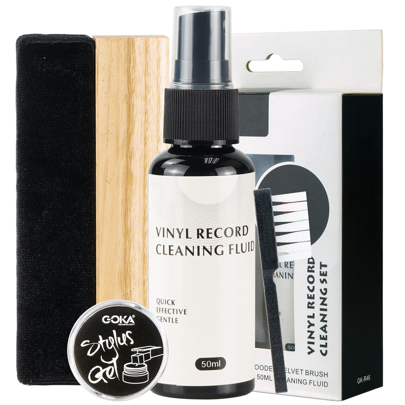 Jancane Vinyl Record Cleaner Kit, 4-in-1 Record Cleaner Kit for Vinyl Records Albums-Includes Soft Velvet Record Brush, Cleaning Liquid and Turntable Stylus Cleaning Gel