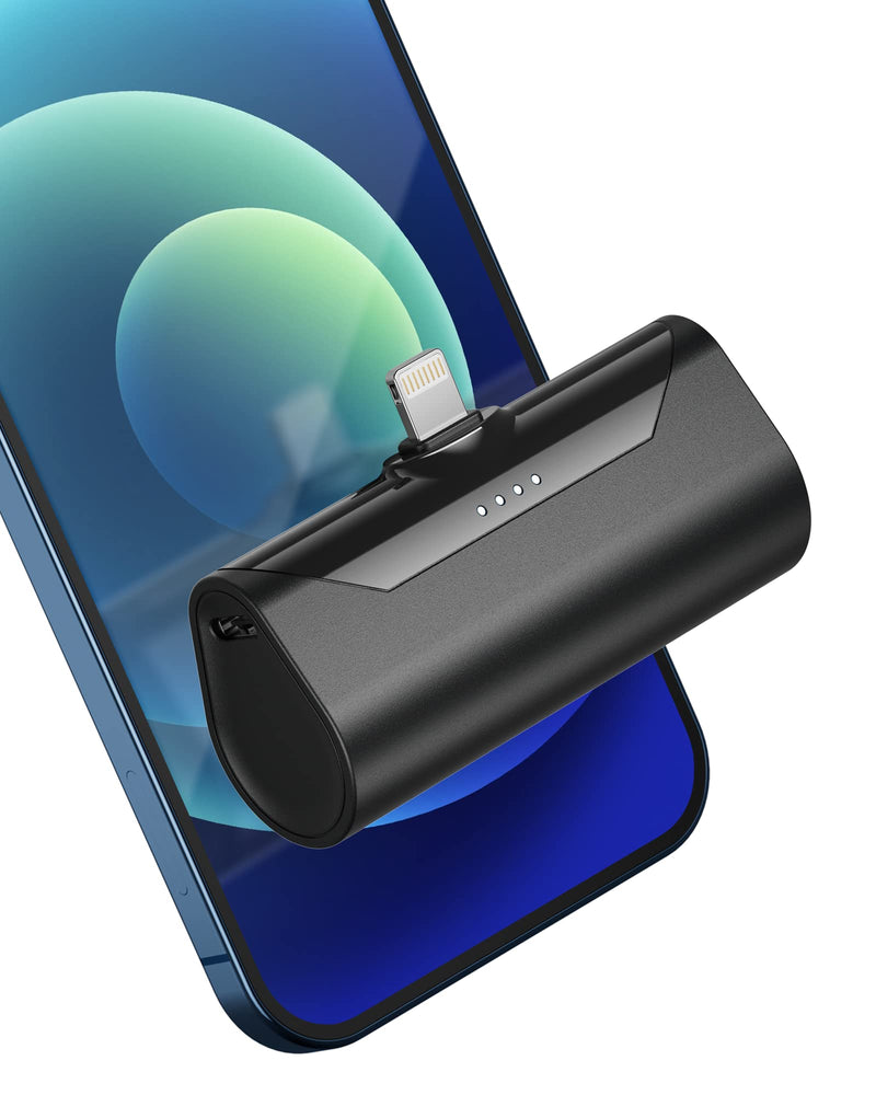 Small Portable Charger for iPhone 4800mAh Power Bank Ultra-Compact 15W Mini Battery Pack Battery Bank Charger Compatible with iPhone 14 Pro/13/12/11/8/iPad Air/Mini/Pro/AirPods Pro I/II(Black) Black