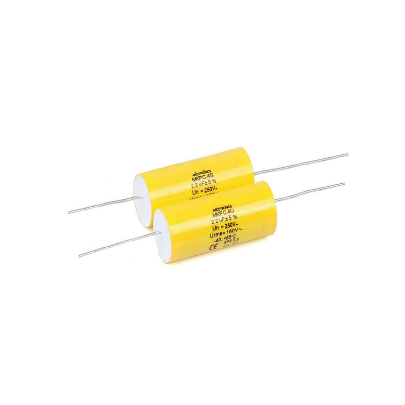 2pcs 2.2uF 250V Axial Audio Speaker Crossover stepless Film Capacitor 5% Audio Crossover Tweeter Precise Pairing 2.2uF 250V(2pcs)