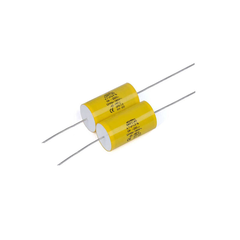 2pcs 4.7uF 250V Axial Audio Speaker Crossover stepless Film Capacitor 5% Audio Crossover Tweeter Precise Pairing 4.7uF 250V(2pcs)