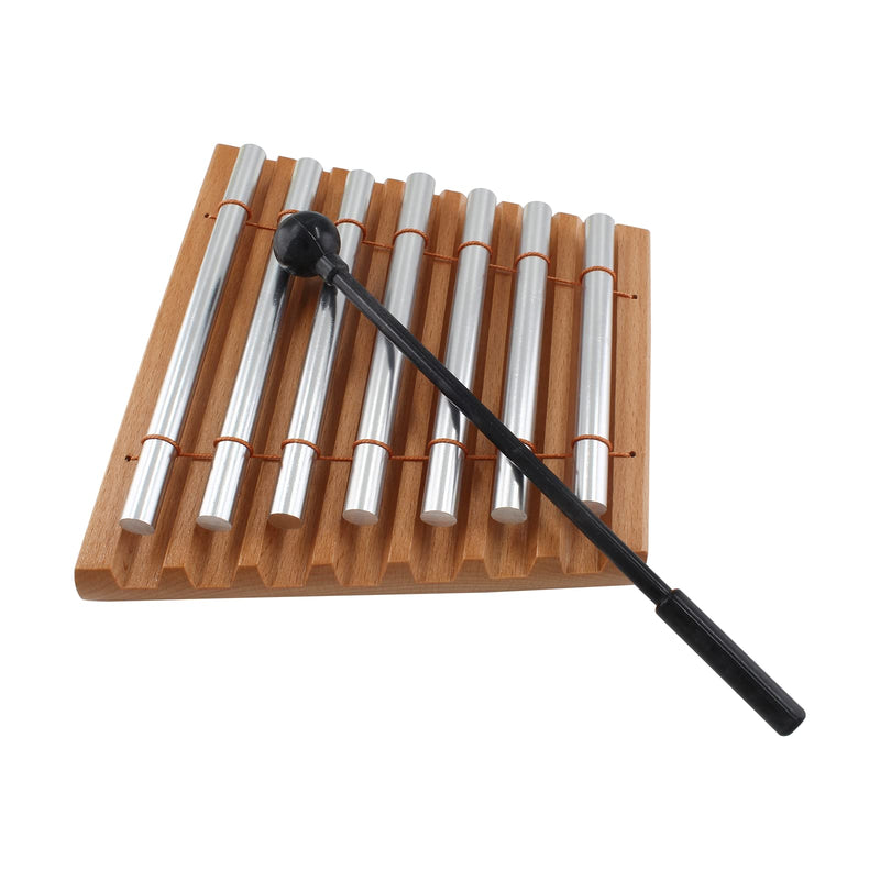7 Tone Hand Chime, Wood Meditation Chime Bell Percussion Instrument with Black Mallet for Teachers' Classroom Management, Yoga 7 Tone Hand Chime