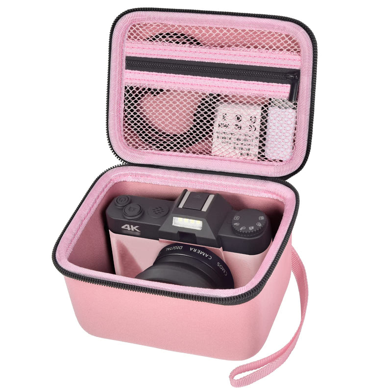 Vlogging Camera Case Compatible with brewene/for Femivo/for KVUTCIEIN/for Duluvulu 4K 48MP Digital Cameras for Youtube. Vlog Camera Carrying Storage for Lens, Cable and Other Accessories (Pink) Pink