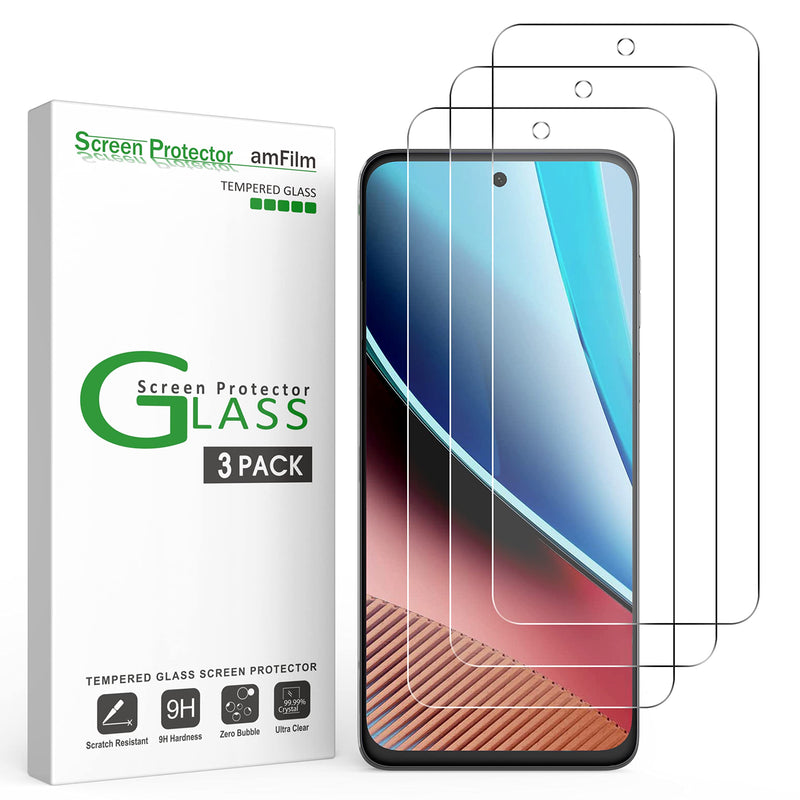 amFilm 3 Pack Compatible with Motorola Moto G Stylus 4G 5G 2023 Screen Protector Tempered Glass with Easy Installation Handles, HD Clear, Anti-Scratch Bubble-Free