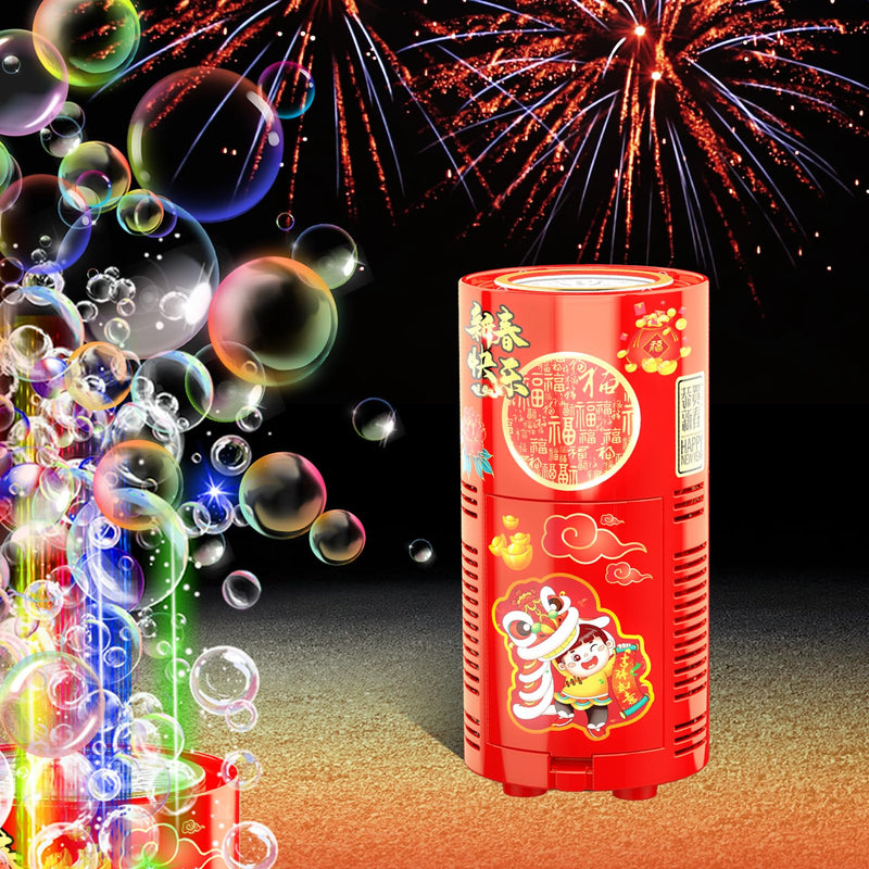 [AUSTRALIA] - Fireworks Bubble Machine (13 Holes) with Dazzling RGB LED Lights, Automatic Sparklers Bubbles Toy, Bubble Blower for Kids Toddlers, Party Birthday Wedding Christmas Chinese New Year Decorations 13 Holes With 80ml Bubble Solution 