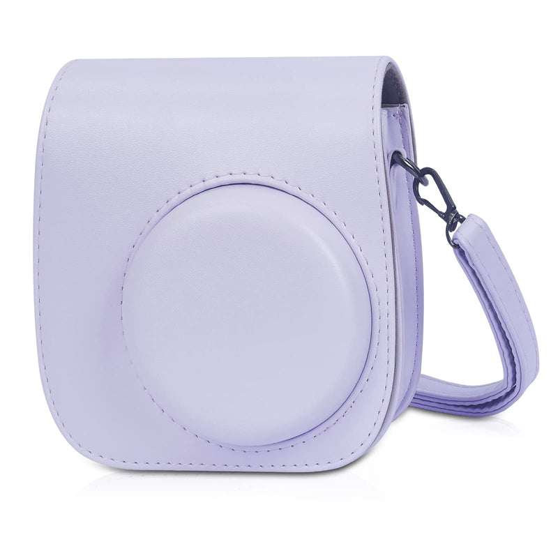 Phetium Instant mini 12 Camera Protective Case Compatible with Instax Mini 12 11,PU Leather Bag with Pocket and Adjustable Shoulder Strap(Lilac Purple) Lilac Purple