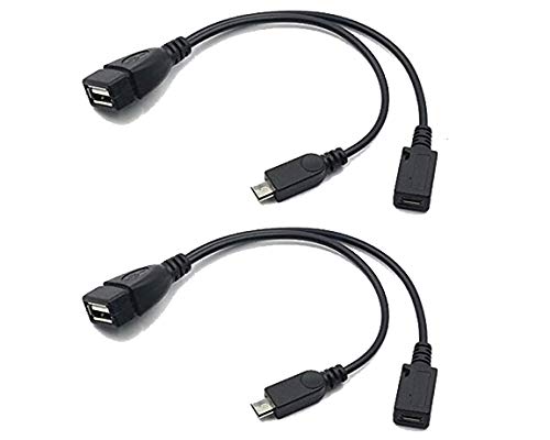 2 Pack OTG Cable Replacement for Fire Stick 4k Max Lite Cube, OTG Adapter Compatible with Samsung Galaxy Tablet Tab E Tab 3 Micro USB Host with Power Access