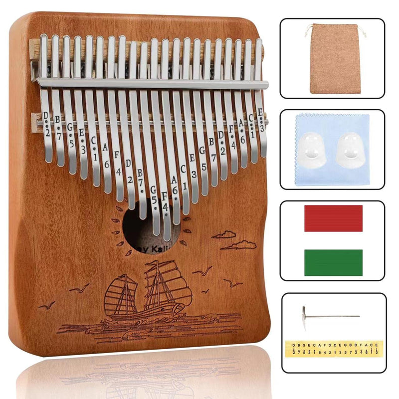 [AUSTRALIA] - Finger Piano Kalimba 21 Keys, Calimba, Kalimba 21 Key with Tuning Hammer and Instructions, Sail Away Thumb Piano for Adults and Beginners(Brown) Brown 
