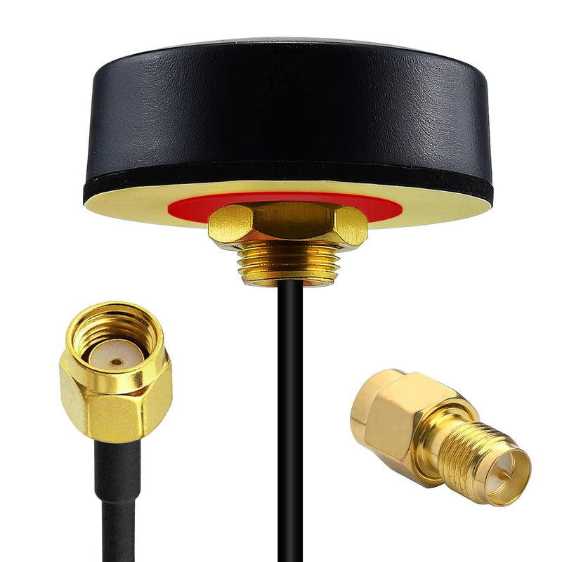 WiFi Puck Antenna Dual Band 2.4G 5.8 GHz, 5dBi Omni-Directional | RP-SMA Male Antenna 5ft Cable w/SMA Male to RPSMA Female Adapter, for WiFi Router Hotspot Wireless Network Card 5ft /1.5m