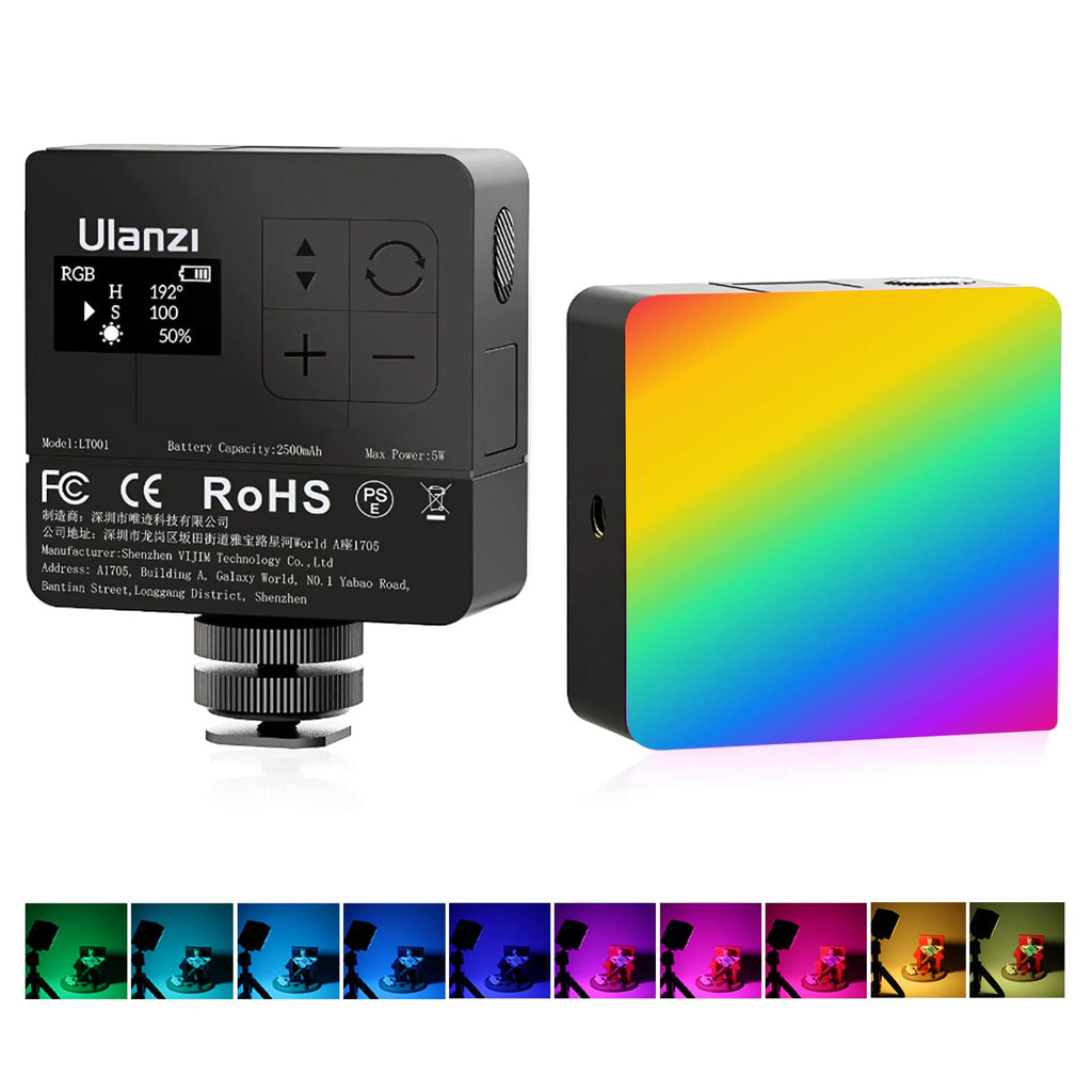 Ulanzi VL49 Pro RGB Video Light, Mini Rechargeable LED Camera Light 360° Full Color Portable Photography Lighting, High CRI 95+ Lamp with Magnetic Attraction, 2500-9000K Dimmable LED Panel Lamp