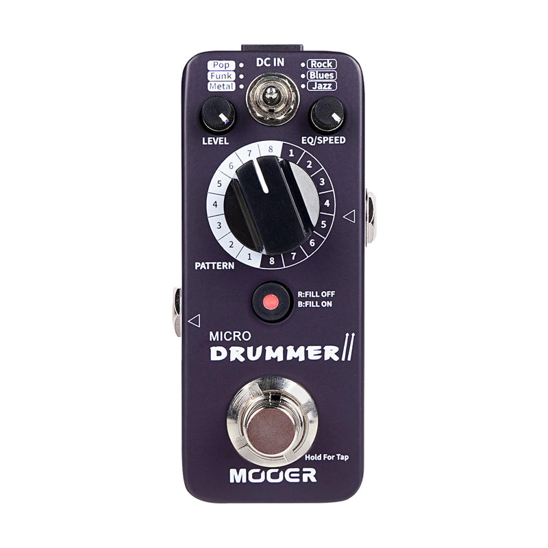 MOOER Micro Drummer II Guitar Drummer Pedal Drum Machine Effect with FILL Function, 48 Drum Grooves, and 6 Music Style Per 8 Different Rythem, With EQ, Tap Tempo for Electric Guitar