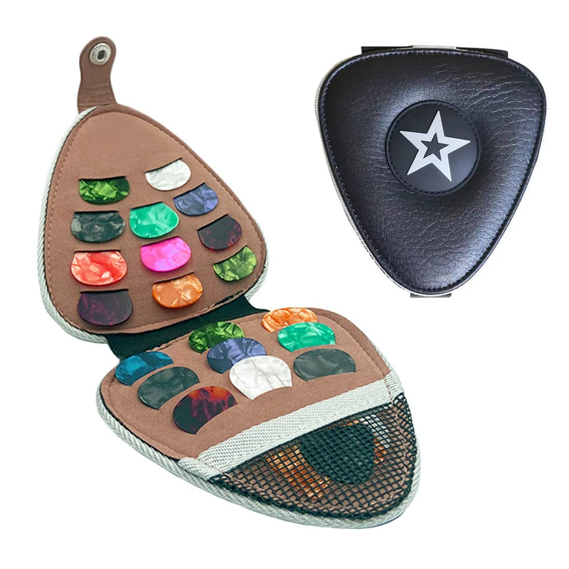 Guitar Pick Holder Case Bag with 24pcs Acoustic Electric Guitar Colorful Picks, Variety Pack Mixed Thickness Picks 0.46mm/ 0.71mm/ 0.96mm + Little Picks Holder Set