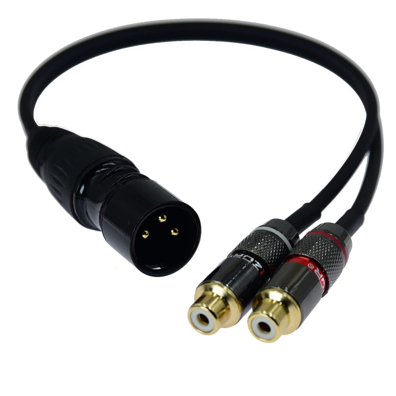 Arklove 1ft XLR Male to 2 RCA Female Plug Y Splitter 1 XLR 3 Pin to Dual RCA Stereo Audio Cable Phono Duplicator Lead Adapter Connector Sound Card eq Microphone Cord 2 x Unbalanced(1 Pack) xlr-2rca female
