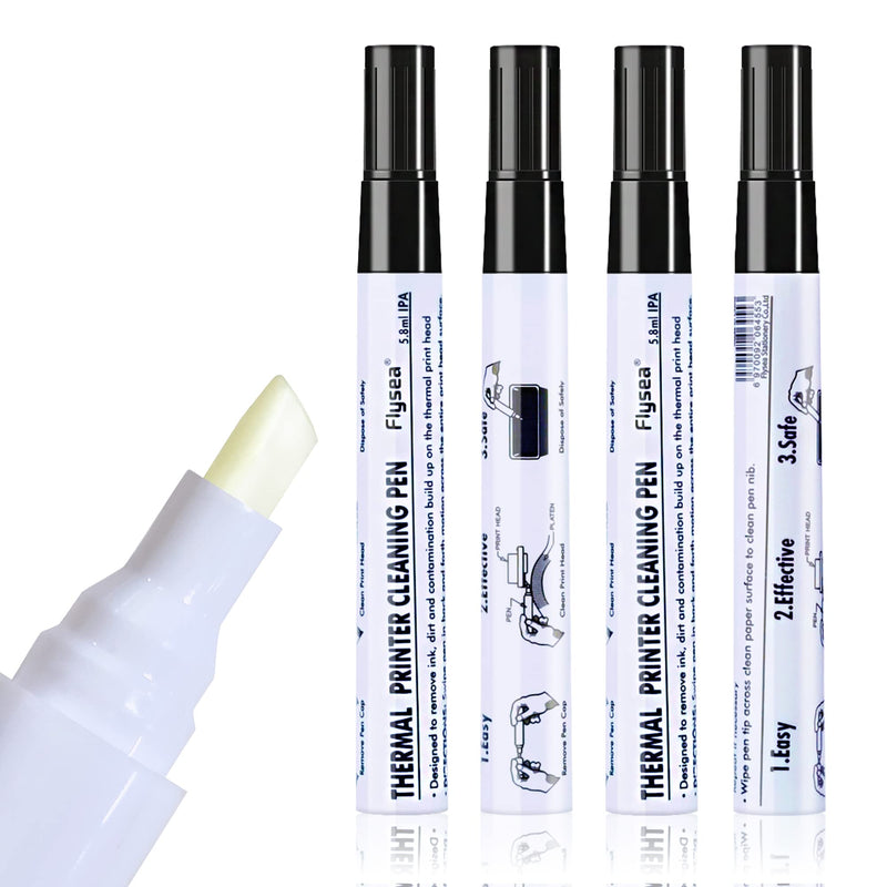 Thermal Printer Printhead Cleaning Pen for Thermal Receipt Shipping Label POS Card Printer Cleaner 4pcs 4