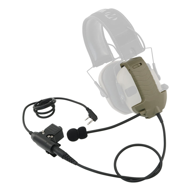 TSVISIONCORE Microphone & PTT for Walker's Razor Noise Cancelling Headphones Airsoft Tan