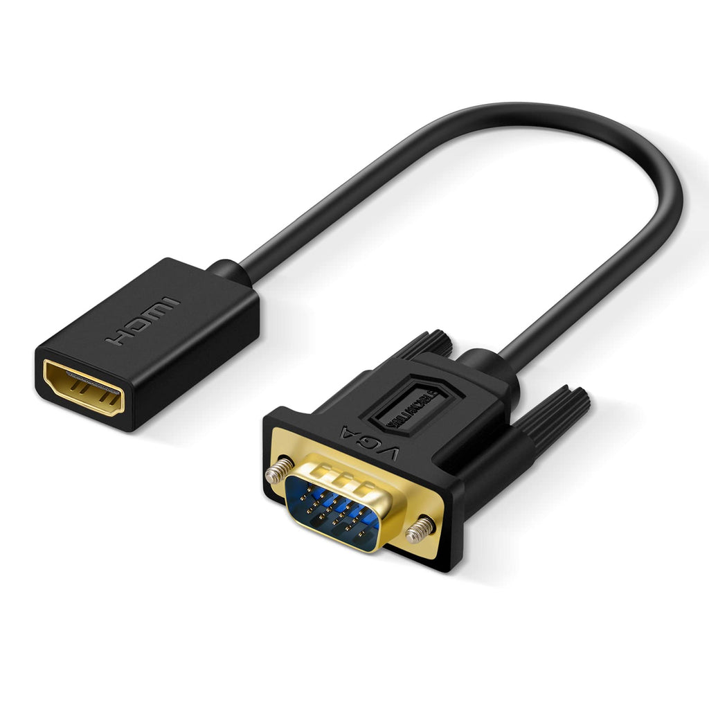 HDMI to VGA, HDMI to VGA Adapter (Female to Male) Compatible with Monitor, PC, Xbox, TV Stick, Raspberry Pi, Roku, Computer, Laptop (6 Inch) 6 Inch