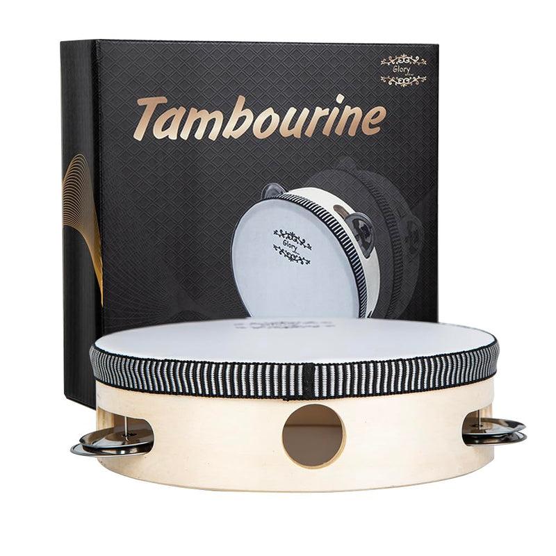 [AUSTRALIA] - Glory Hand Held Tambourine Drum 6 inch Bell Birch Metal Jingles Percussion Gift Musical Educational Drum Instrument for KTV Party Games (6 inch) 6" 