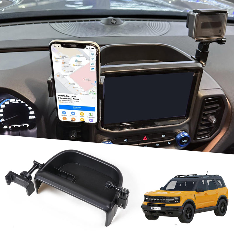 sukemichi Dash Phone Mount for Bronco Sport, Cell Phone Holder & Camera Mount, Multi-Function Dashboard Phone Holder Mount with Tray for 2021-2024 Ford Bronco Sport Accessories 2 Door 4 Door