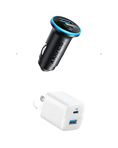 Anker (52.5W) 323 Compact Car Phone Charger and 323 (USB,Type C) 2 Port Compact Charger with Foldable Plug