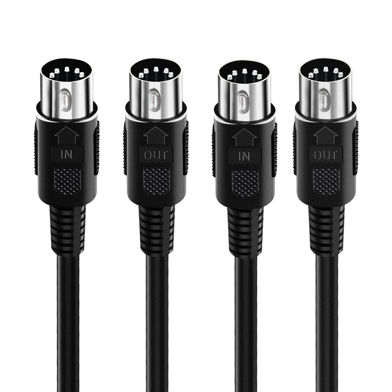 BXIZXD 2-Pack 6.6-Feet MIDI Cables - Male to Male 5-Pin, Perfect for Keyboard Synth, External Sound Card, MIDI Keyboard, Rack Synth, Sampler, Sound Source and Other Music Gear, Black 2M/6.6FT
