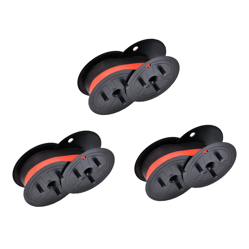3 Pack Calculator Ribbon Replacement for GR24BR Porelon 11216 Universal Twin Spool Ribbon Compatible with Sharp El-1197 PIII,Canon Mp11dx Printer (Black and Red) GR24 3P