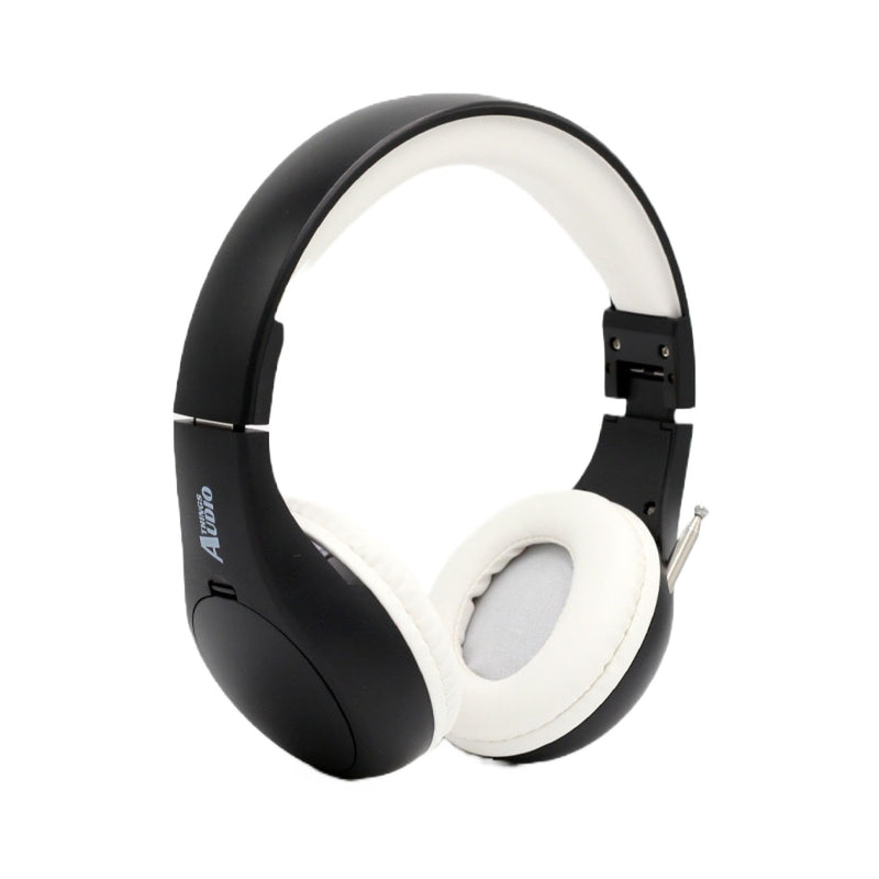 Things Audio Portable Personal FM Radio Headphones Pull-Out Antenna for Great Reception, Walking, Jogging, Relaxing, School, Talk Radio - Powered by 2AA Batteries (Not Included) (Black & White) Black & White