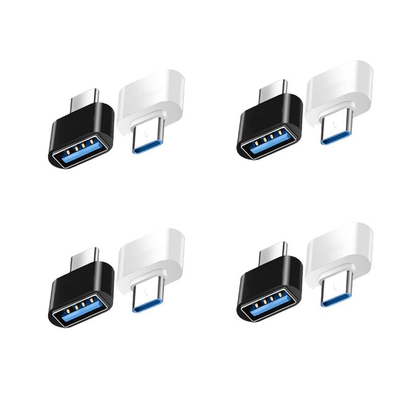 USB C to USB Adapter (8-Pack), Black 4 Packs and White 4 Packs, Type C OTG Converter,Support Data Transmission,USB C OTG Adapter,8 Packs in Total