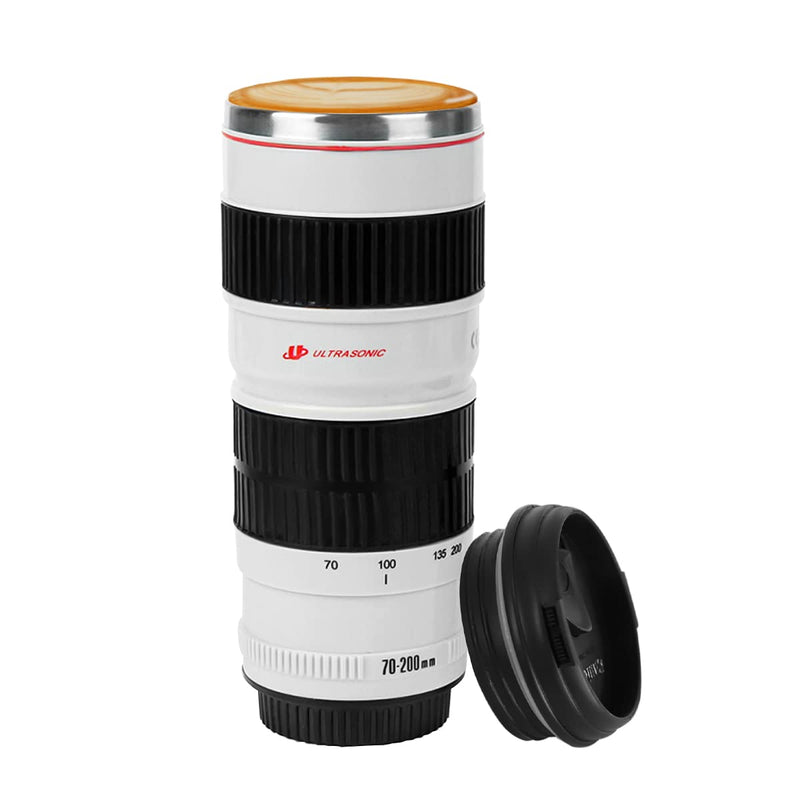 Sequpr Camera Lens Coffee Mug-14.8oz，Stainless Steel Camera Lens Cup，Camera Lens Mug for Photographers Men Women Birthday Gifts