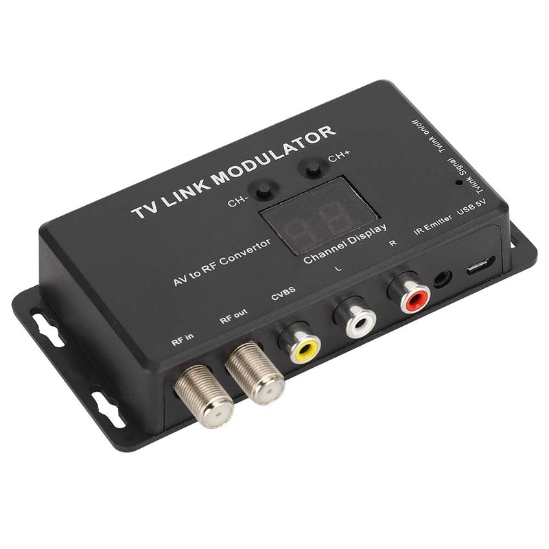TV Link Modulator UHF Modulator, AV to RF Converter with Channel Display USB Plug and Play, Mini TM70 UHF Digital Modulator AV to RF Converter IR Extender Support PAL NTSC