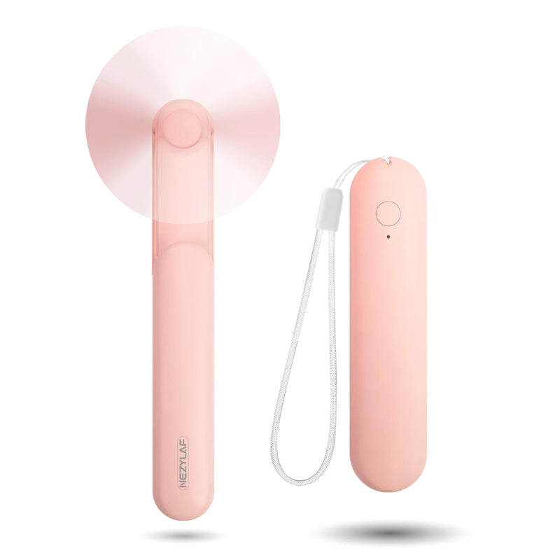 Nezylaf Handheld Mini Fan，Portable Small Pocket Fan，Rechargeable Personal Fan with Power Bank 2000mAh, Travel Essentials for Women Pink